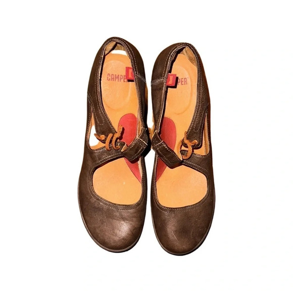 Camper Mary Jane Brown Leather Heels Size 38/8 - Picture 3 of 7
